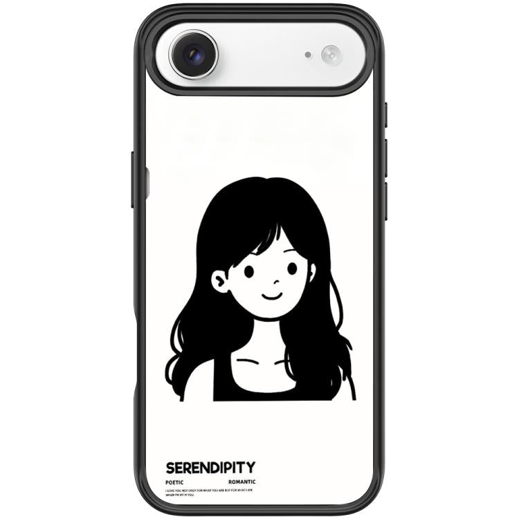 For iPhone Air Sketching Style Curly Haired Girl Pattern Magnetic Phone Case