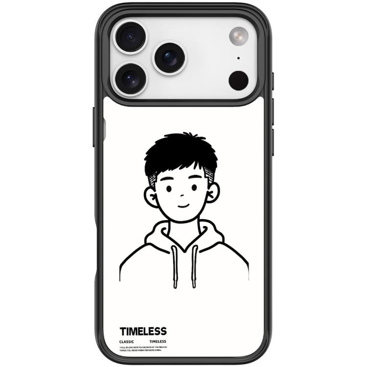 For iPhone 17 Pro Max Sketch Hooded Boy Pattern Magnetic Phone Case