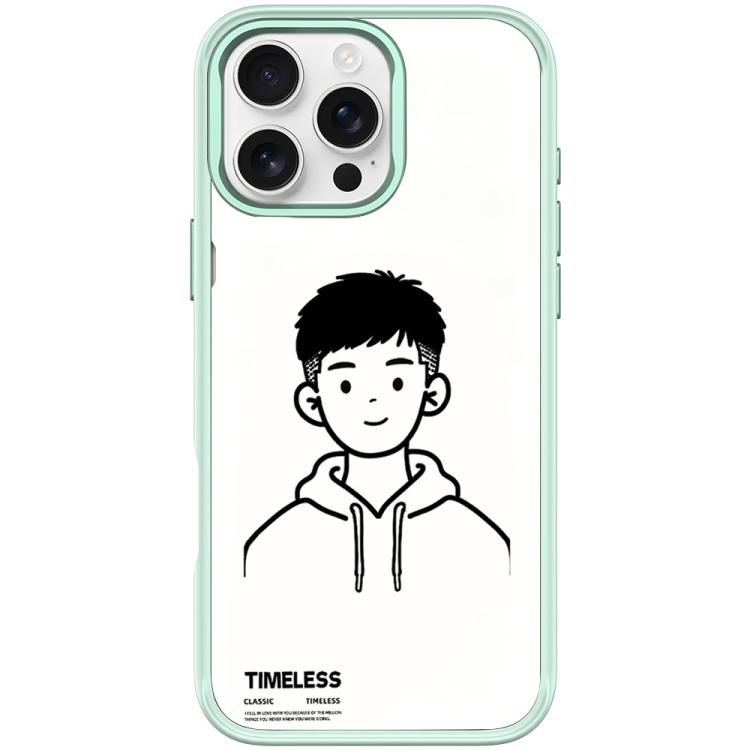 For iPhone 16 Pro Max Sketch Hooded Boy Pattern Magnetic Phone Case