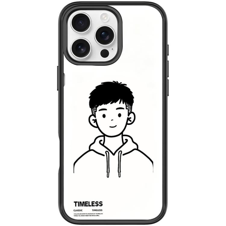 For iPhone 16 Pro Sketch Hooded Boy Pattern Magnetic Phone Case