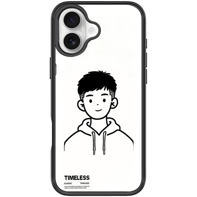For iPhone 16 Plus Sketch Hooded Boy Pattern Magnetic Phone Case