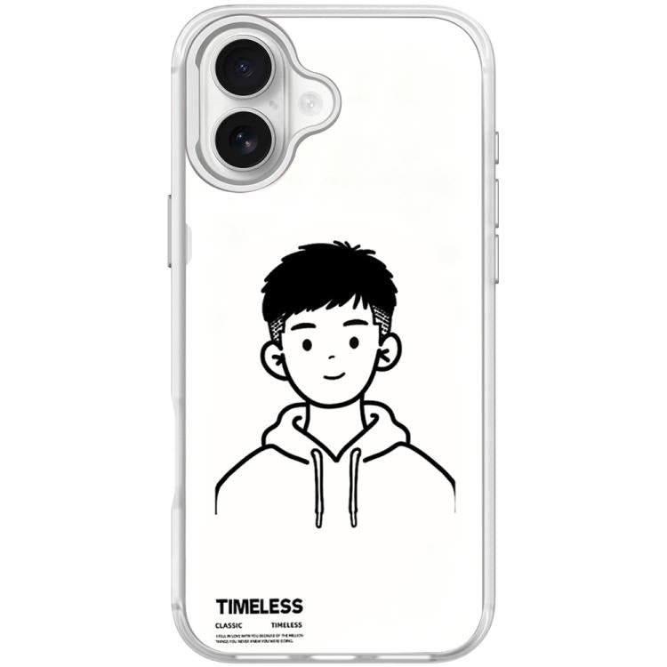 For iPhone 16 Sketch Hooded Boy Pattern Magnetic Phone Case