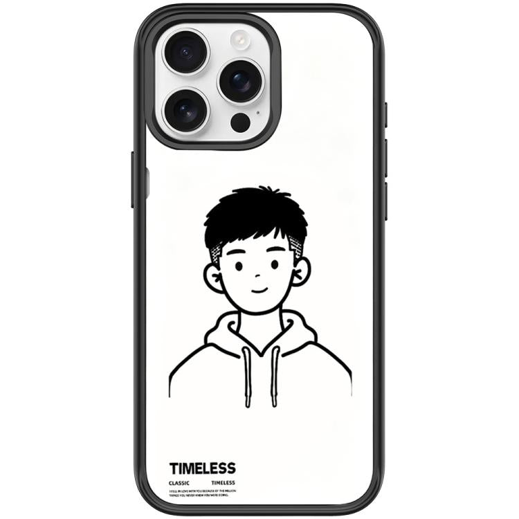 For iPhone 15 Pro Sketch Hooded Boy Pattern Magnetic Phone Case