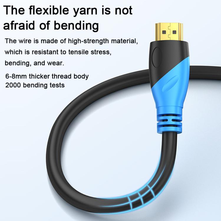 WG143 HDMI Cable 2.0 Version 4K/60HZ TV Data Connection Cable, Length:1m - Black Blue