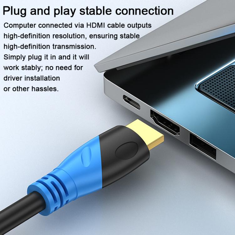 WG143 HDMI Cable 2.0 Version 4K/60HZ TV Data Connection Cable, Length:10m - Black Blue