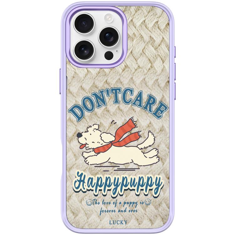 For iPhone 16 Pro Max Adorable Happy Puppy Pattern Magnetic Phone Case