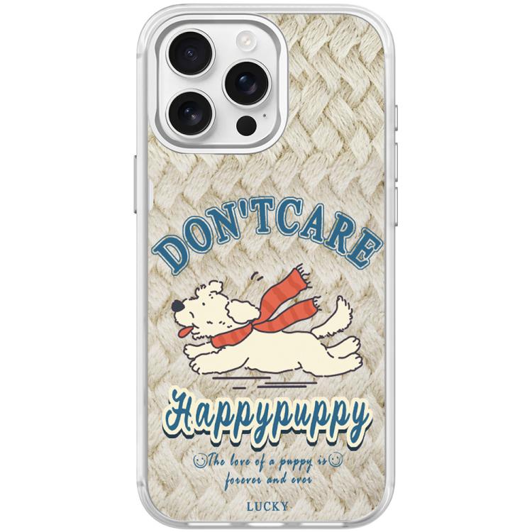 For iPhone 15 Pro Adorable Happy Puppy Pattern Magnetic Phone Case