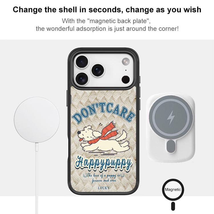 For iPhone 17 Pro Max Adorable Happy Puppy Pattern Magnetic Phone Case