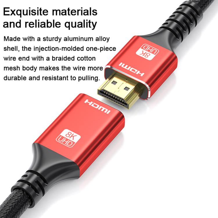WG144 HDMI 2.1 High-Speed 8K HD Male to Female Connection HDTV Video HDMI Extension Cable, Length:1.5m - Black Red