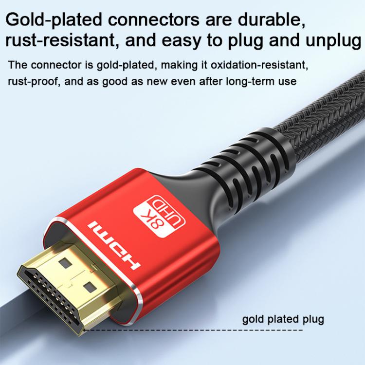 WG144 HDMI 2.1 High-Speed 8K HD Male to Female Connection HDTV Video HDMI Extension Cable, Length:1.5m - Black Red