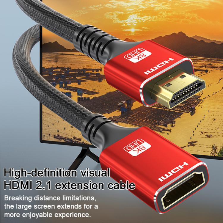 WG144 HDMI 2.1 High-Speed 8K HD Male to Female Connection HDTV Video HDMI Extension Cable, Length:1.5m - Black Red