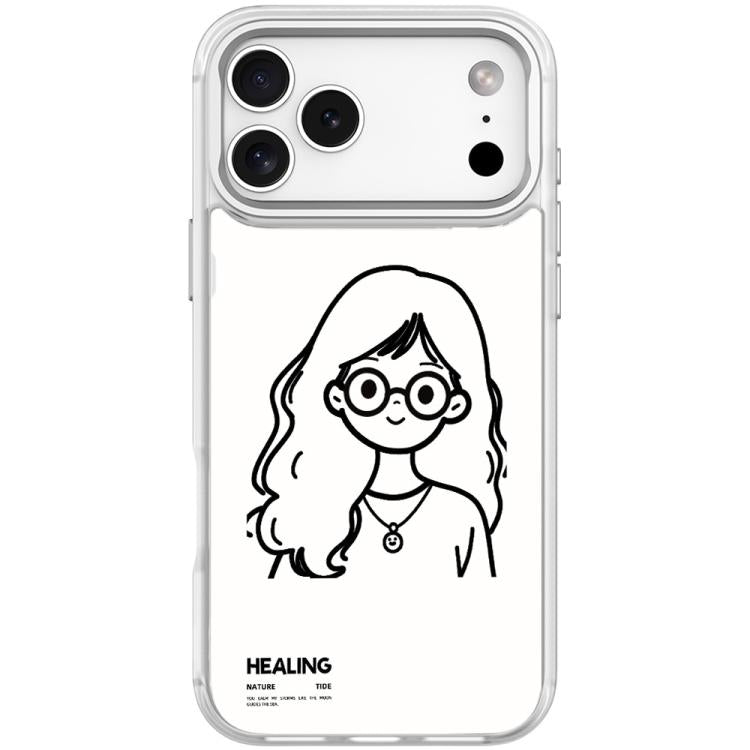 For iPhone 17 Pro Sketch Quiet Girl Pattern Magnetic Phone Case