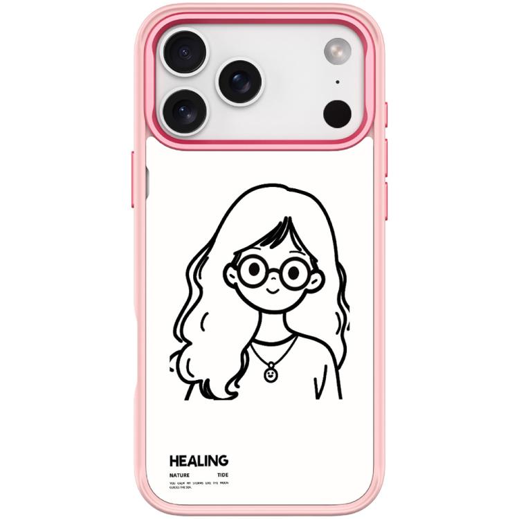 For iPhone 17 Pro Sketch Quiet Girl Pattern Magnetic Phone Case