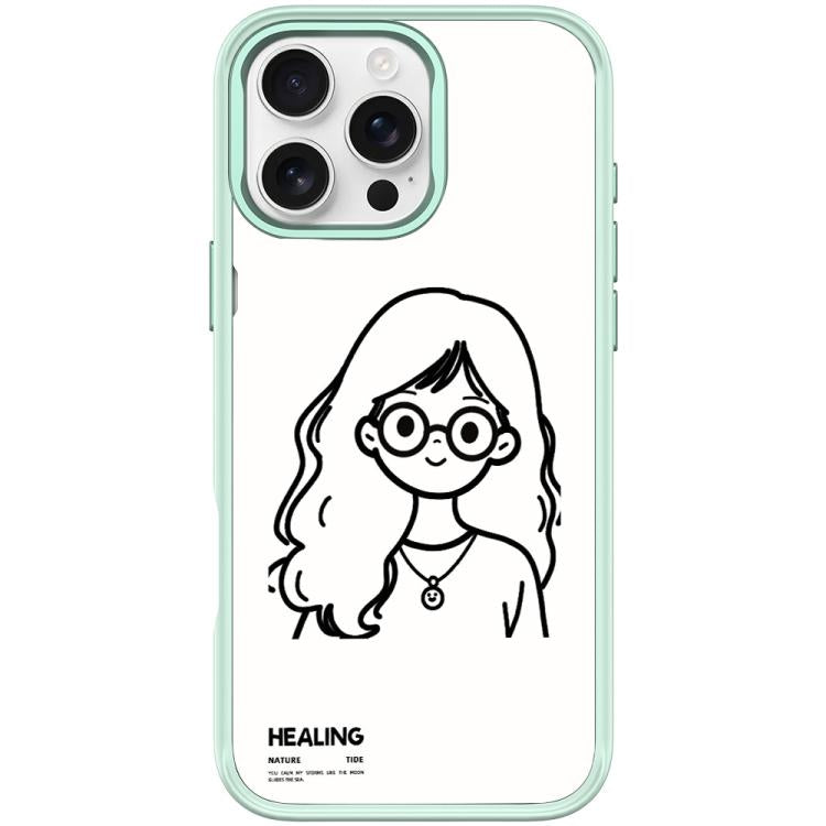 For iPhone 16 Pro Max Sketch Quiet Girl Pattern Magnetic Phone Case