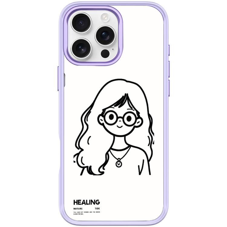 For iPhone 16 Pro Max Sketch Quiet Girl Pattern Magnetic Phone Case