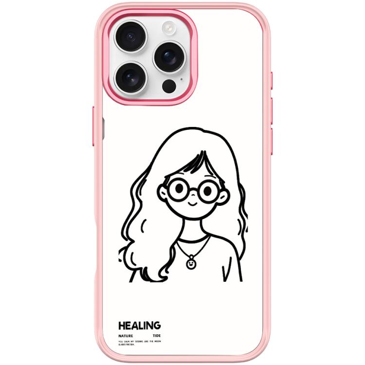For iPhone 16 Pro Sketch Quiet Girl Pattern Magnetic Phone Case