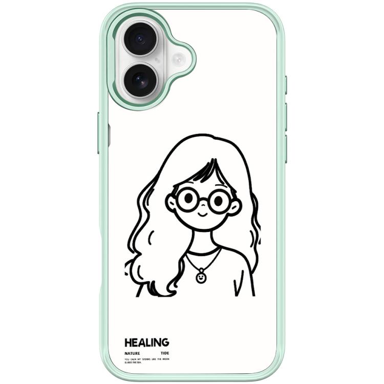 For iPhone 16 Plus Sketch Quiet Girl Pattern Magnetic Phone Case