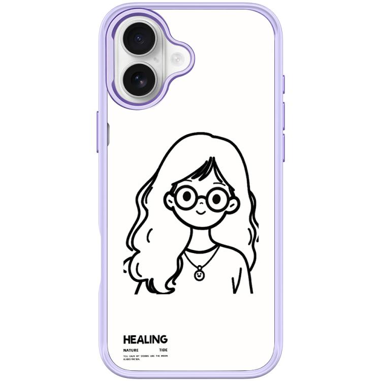 For iPhone 16 Plus Sketch Quiet Girl Pattern Magnetic Phone Case