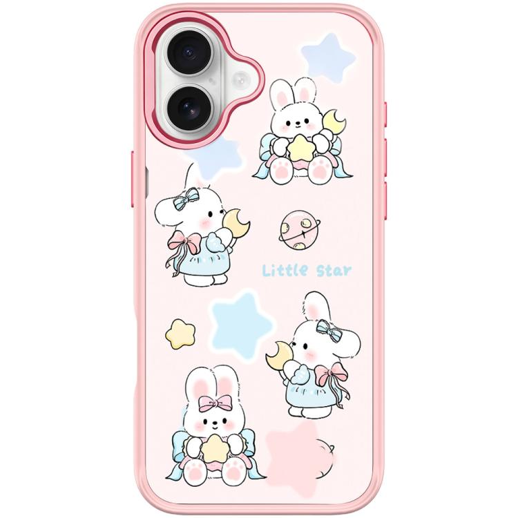 For iPhone 16 Plus Adorable Rabbit and Little Star Pattern Magnetic Phone Case