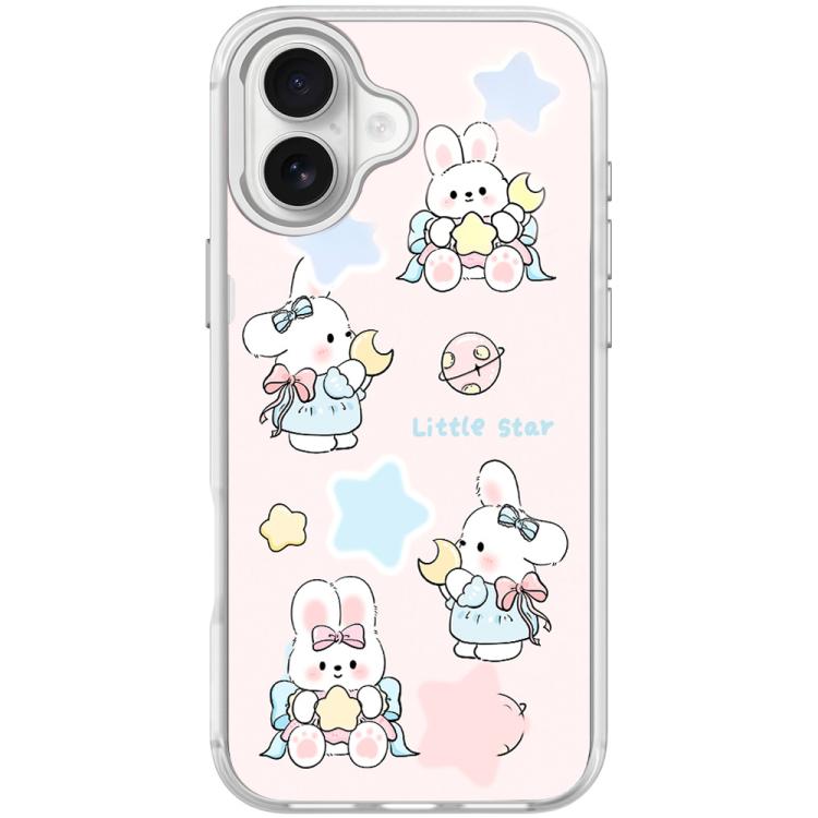 For iPhone 16 Adorable Rabbit and Little Star Pattern Magnetic Phone Case