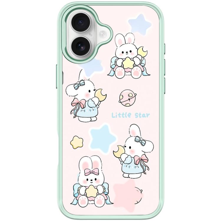 For iPhone 16 Adorable Rabbit and Little Star Pattern Magnetic Phone Case