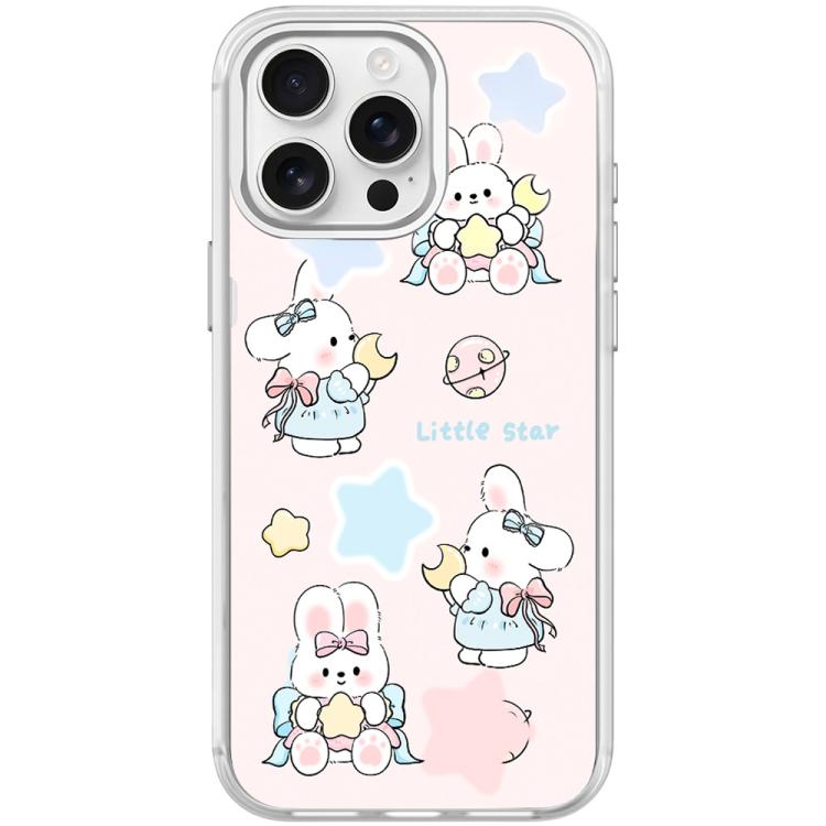 For iPhone 15 Pro Adorable Rabbit and Little Star Pattern Magnetic Phone Case