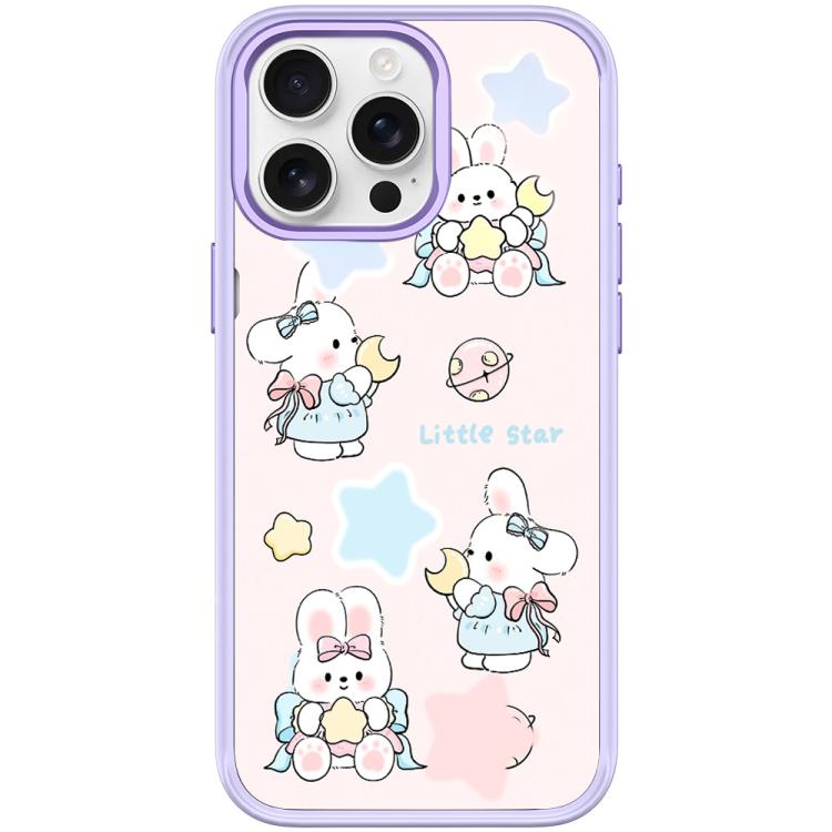 For iPhone 15 Pro Adorable Rabbit and Little Star Pattern Magnetic Phone Case