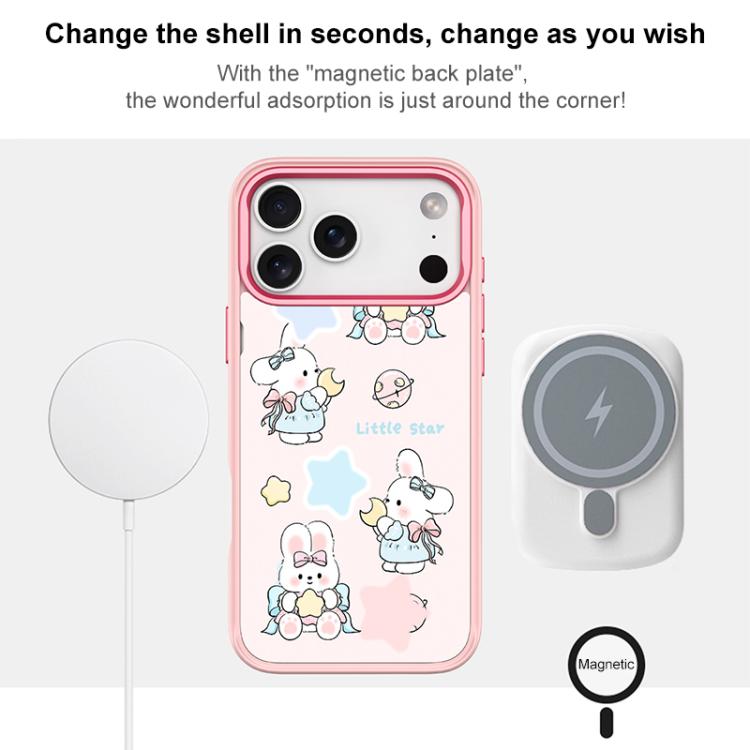 For iPhone 17 Pro Adorable Rabbit and Little Star Pattern Magnetic Phone Case