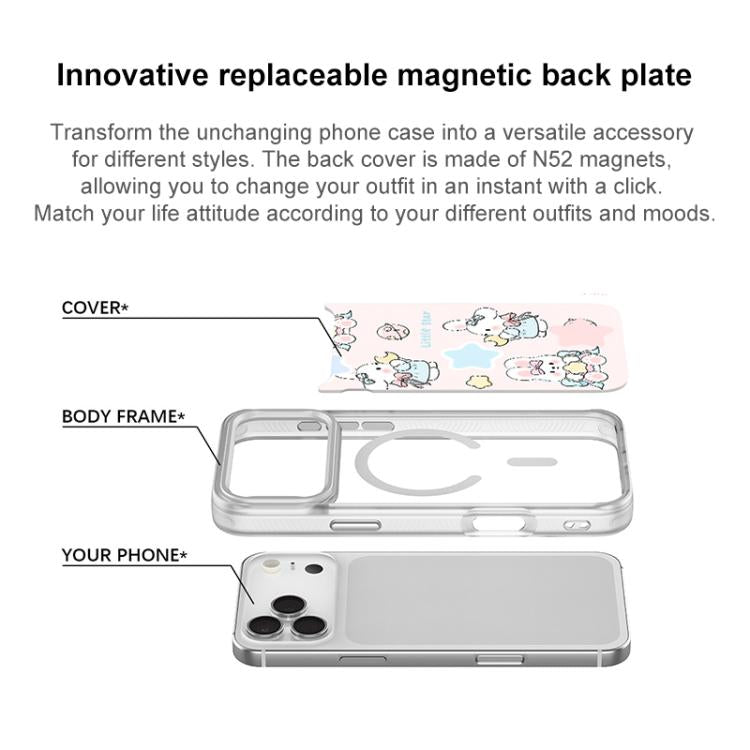 For iPhone 16 Plus Adorable Rabbit and Little Star Pattern Magnetic Phone Case