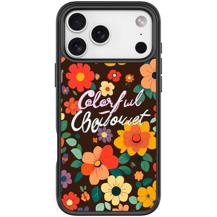 For iPhone 17 Pro Colorful Flowers Pattern Magnetic Phone Case