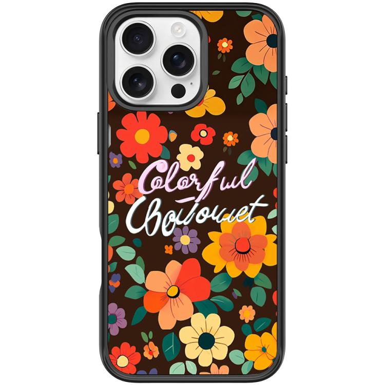 For iPhone 16 Pro Max Colorful Flowers Pattern Magnetic Phone Case