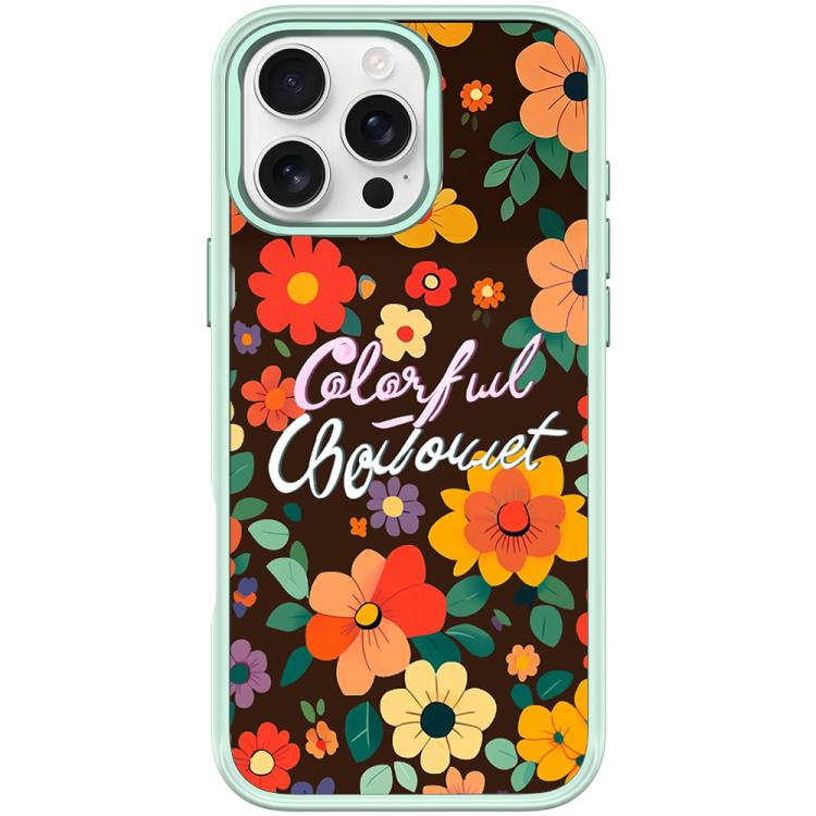 For iPhone 16 Pro Max Colorful Flowers Pattern Magnetic Phone Case