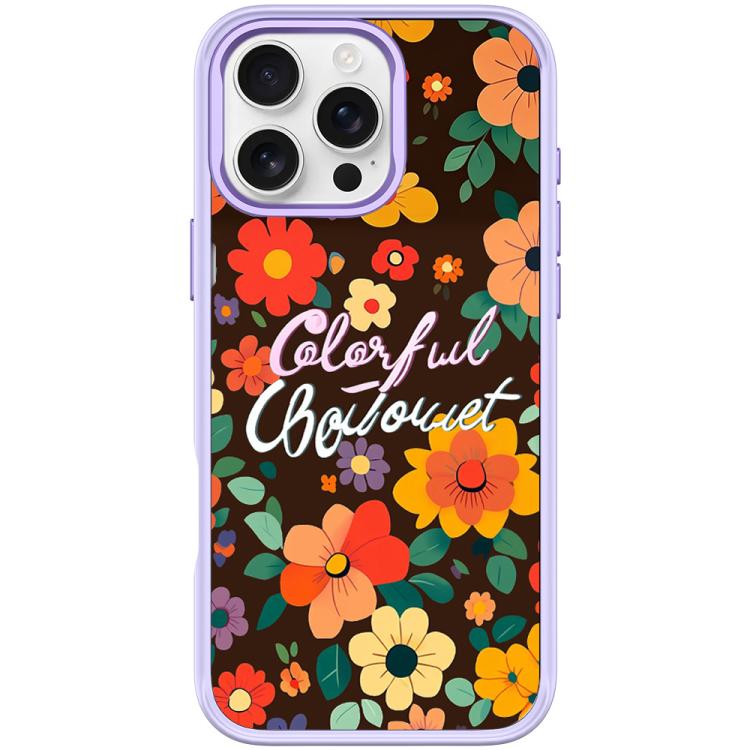 For iPhone 16 Pro Colorful Flowers Pattern Magnetic Phone Case