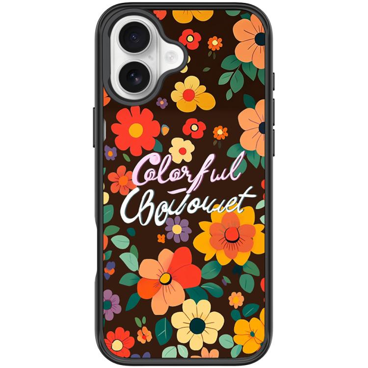 For iPhone 16 Plus Colorful Flowers Pattern Magnetic Phone Case