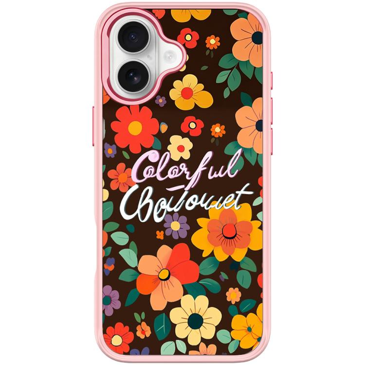 For iPhone 16 Plus Colorful Flowers Pattern Magnetic Phone Case