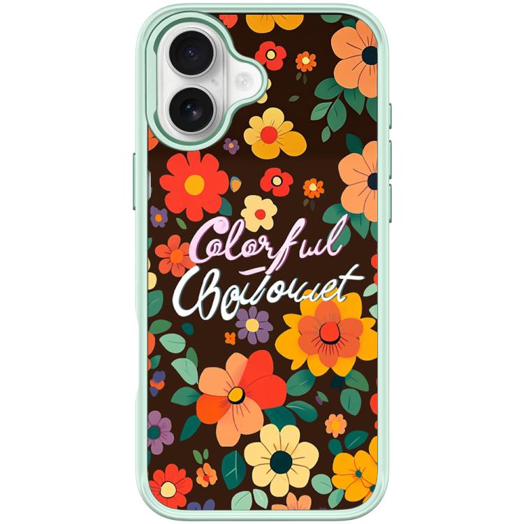 For iPhone 16 Colorful Flowers Pattern Magnetic Phone Case
