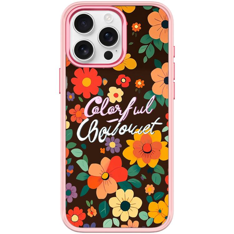 For iPhone 15 Pro Max Colorful Flowers Pattern Magnetic Phone Case