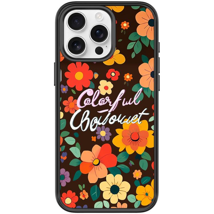 For iPhone 15 Pro Colorful Flowers Pattern Magnetic Phone Case