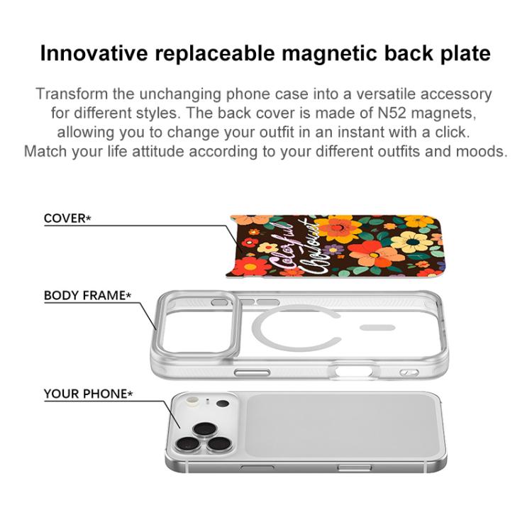 For iPhone 17 Pro Colorful Flowers Pattern Magnetic Phone Case
