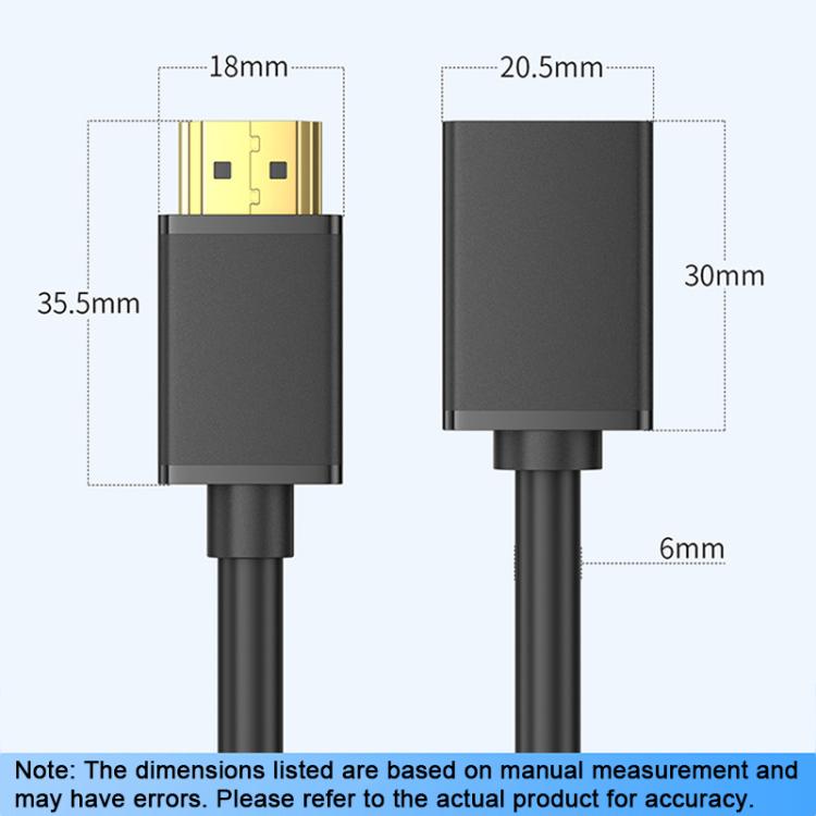WG145 HDMI 2.0 4K HDTV Video HDMI Male to Female Extension Cable, Length:3m - Black