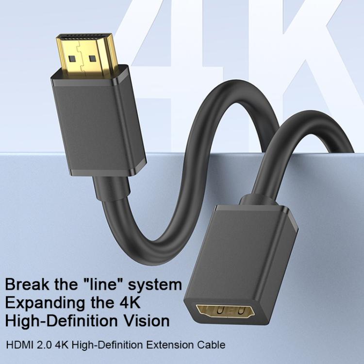 WG145 HDMI 2.0 4K HDTV Video HDMI Male to Female Extension Cable, Length:3m - Black