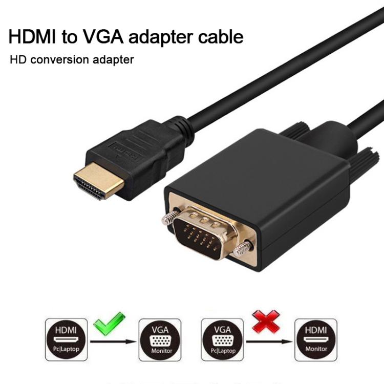 WG146 1080P HDMI to VGA Computer Monitor Adapter Cable, Length: 1.8m - Black