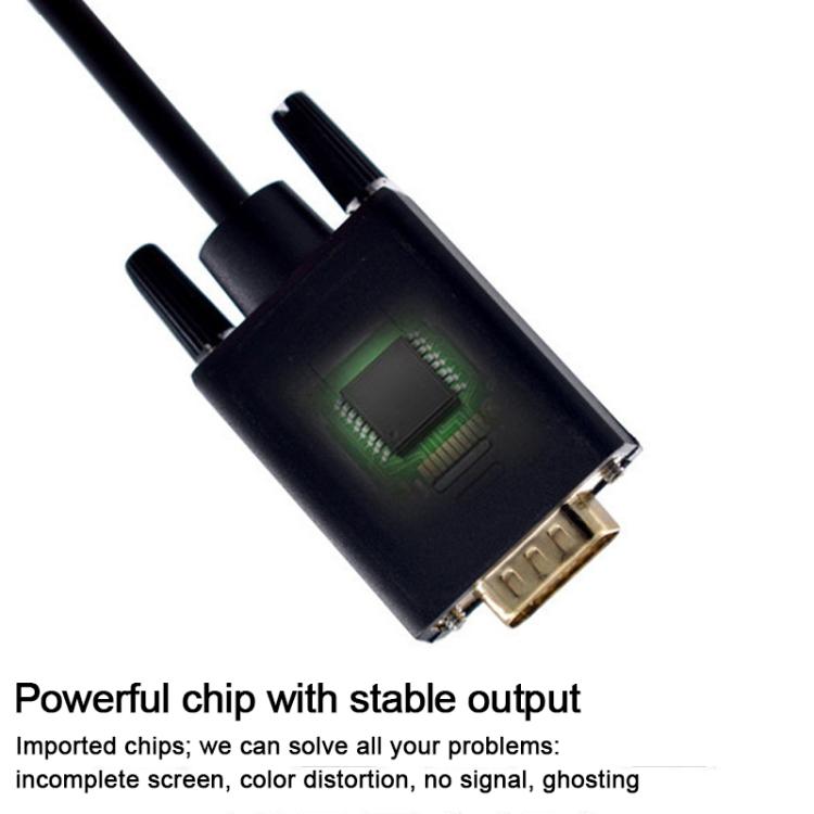 WG146 1080P HDMI to VGA Computer Monitor Adapter Cable, Length: 1.8m - Black