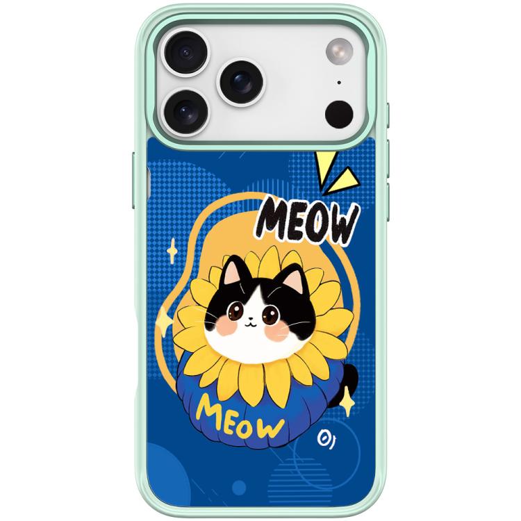 For iPhone 17 Pro Max Adorable Little Blue Cat Pattern Magnetic Phone Case