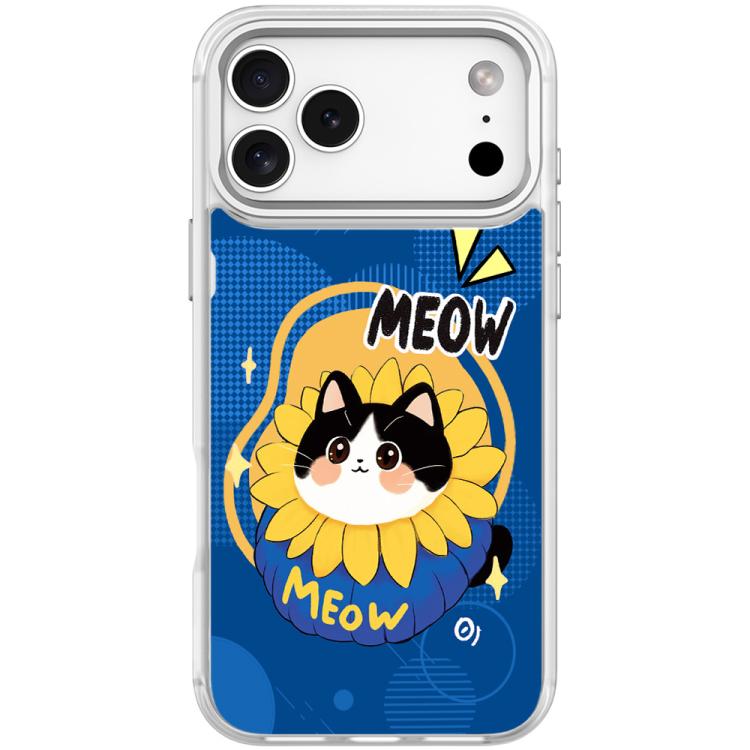 For iPhone 17 Pro Adorable Little Blue Cat Pattern Magnetic Phone Case