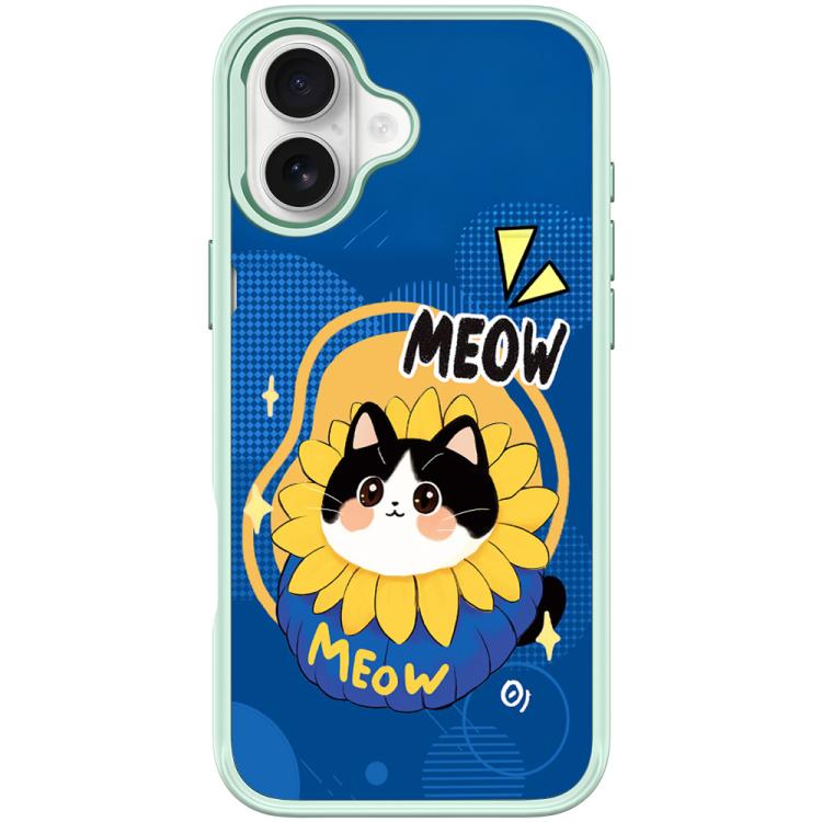 For iPhone 17 Adorable Little Blue Cat Pattern Magnetic Phone Case
