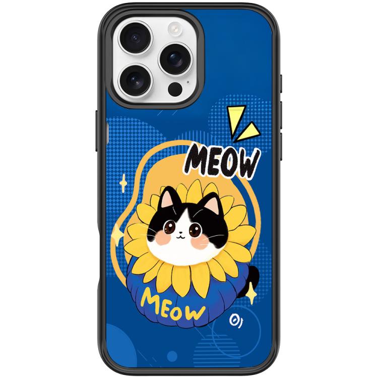 For iPhone 16 Pro Max Adorable Little Blue Cat Pattern Magnetic Phone Case
