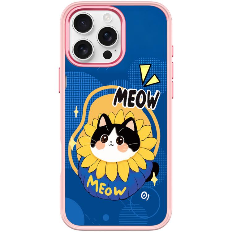 For iPhone 16 Pro Max Adorable Little Blue Cat Pattern Magnetic Phone Case