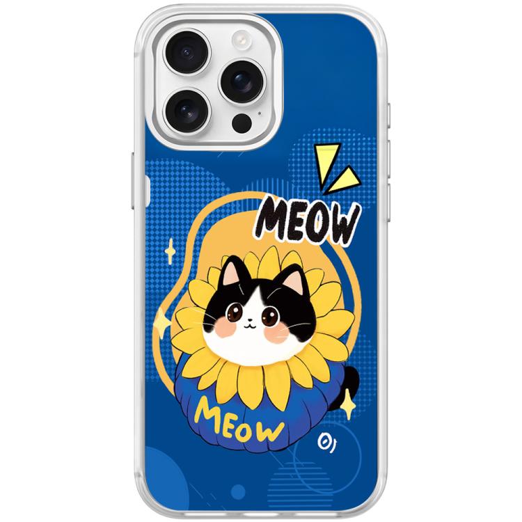 For iPhone 15 Pro Max Adorable Little Blue Cat Pattern Magnetic Phone Case