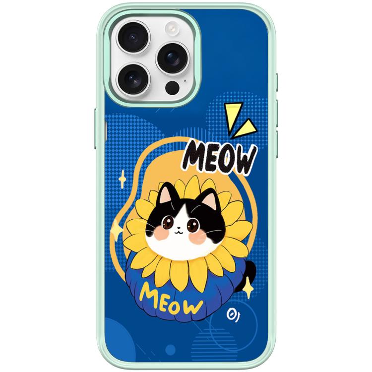 For iPhone 15 Pro Adorable Little Blue Cat Pattern Magnetic Phone Case